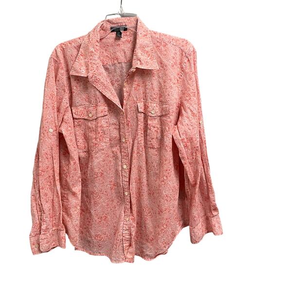 Ralph Lauren Jeans Co Womens Button Down Shirt Size 2X Floral Casual VTG - Picture 1 of 5